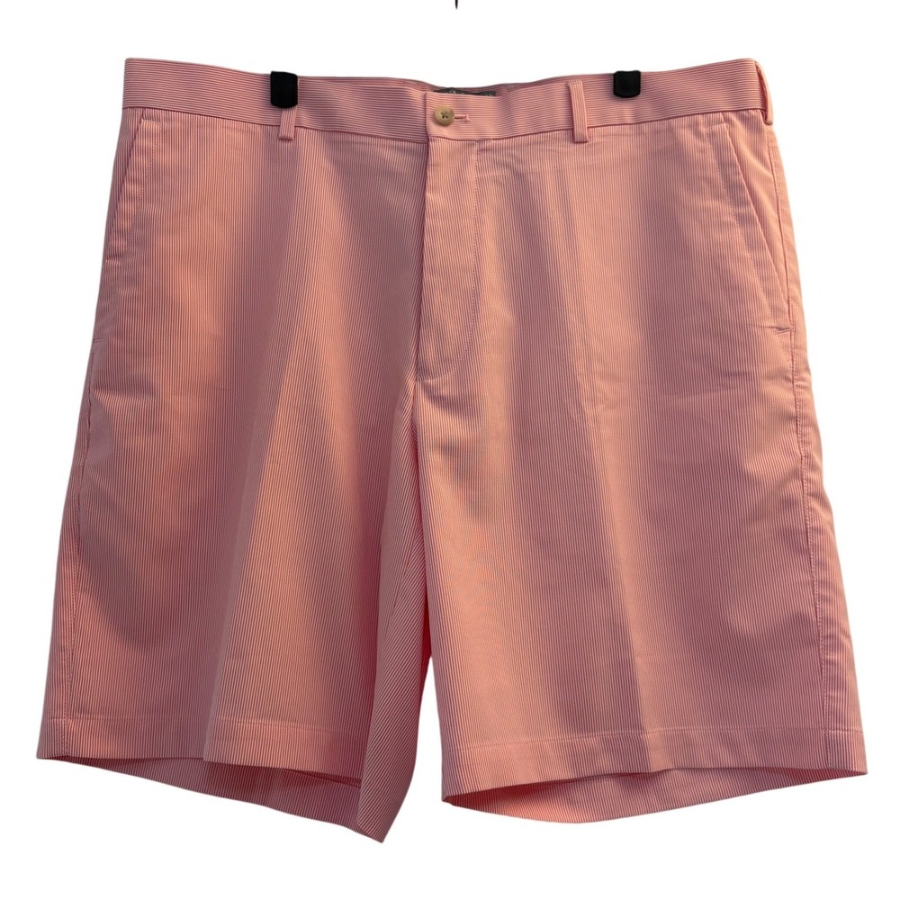 Peter Millar Golf Shorts Wicking Seersucker Striped Mens 38 Pink White 9" Inseam